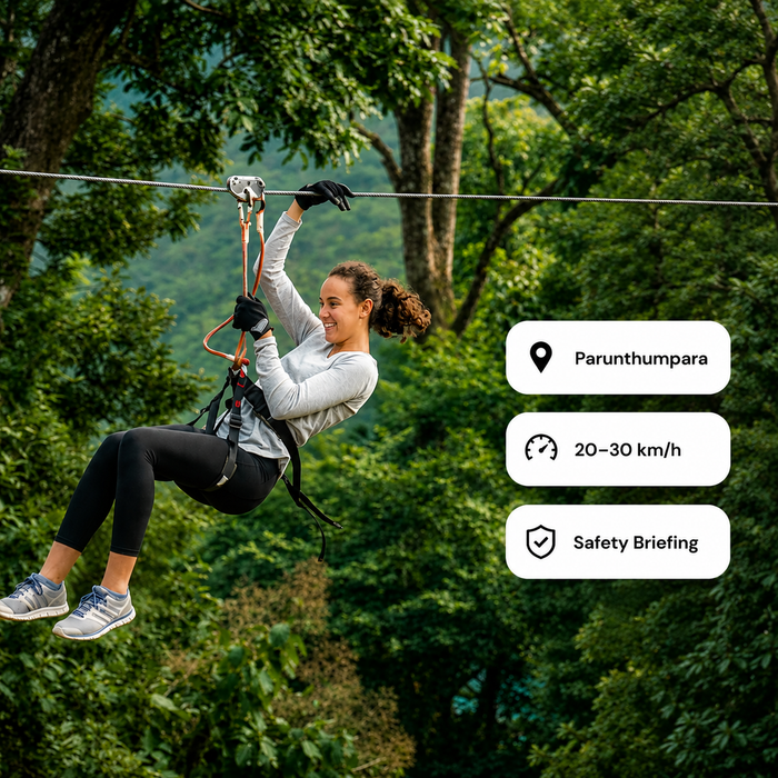 Thrilling Eagle Rock Ziplining Experience in Parunthumpara