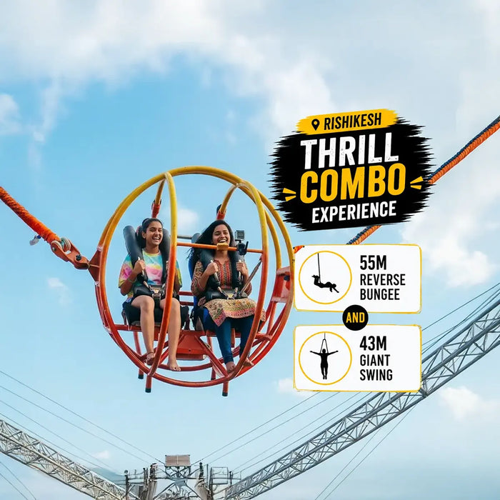 Mind-Blowing 55m Reverse Bungee and 43m Giant Swing Combo in Rishikesh