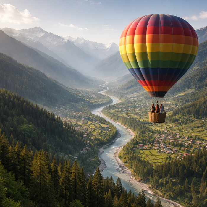 Breathtaking Tethered Hot Air Balloon Ride Over Manali with Panoramic Views