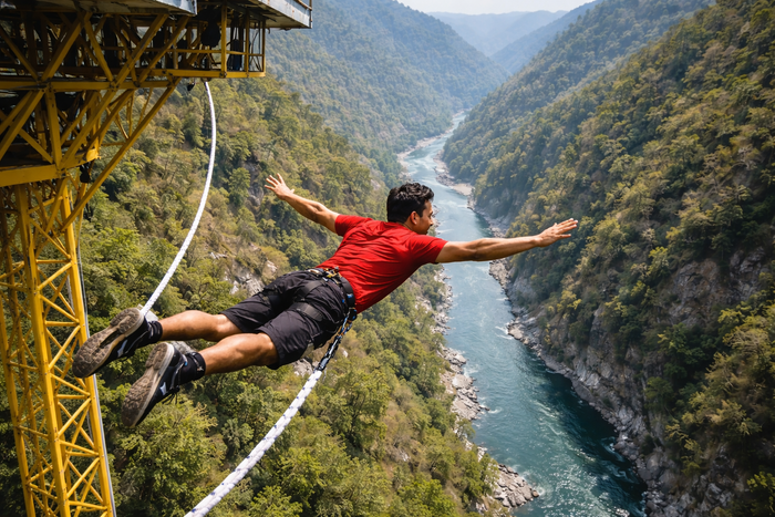 Sky-High 117m Tower Bungee Jump Experience in Rishikesh