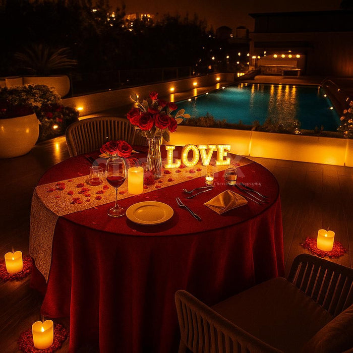 Romantic Poolside Dining by Hilton