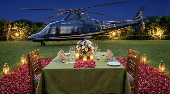 Candlelight Dinner Experience for Two with Helicopter-Themed Setup in Gurugram