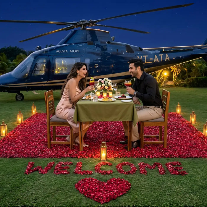 Candlelight Dinner Experience for Two with Helicopter-Themed Setup in Gurugram