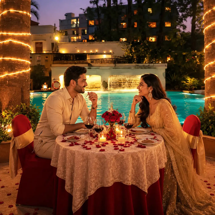 Captivating Poolside Candlelight Proposal Dinner Experience for Two in Bengaluru