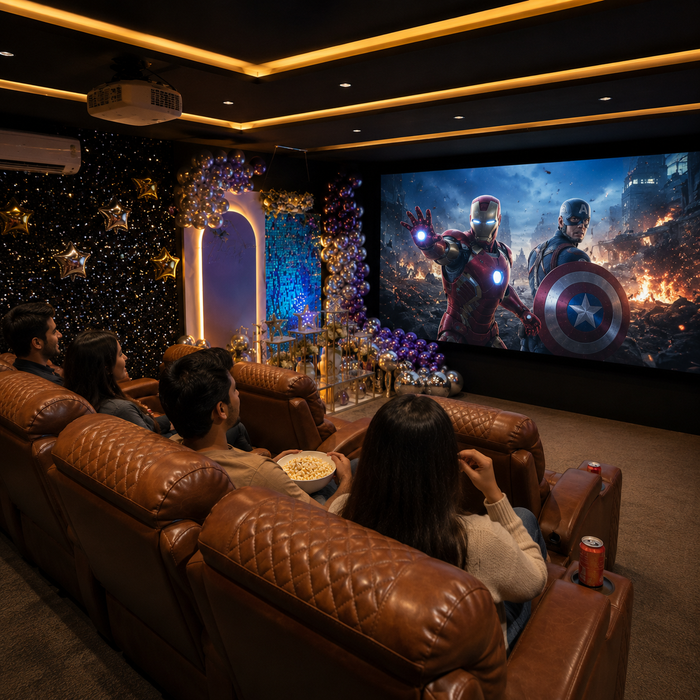 Private Theatre Experience with Celebration Décor in Delhi