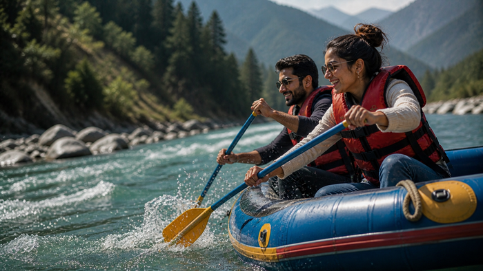 Romantic Himalayan Couples Boating Experience on the Beas River, Manali