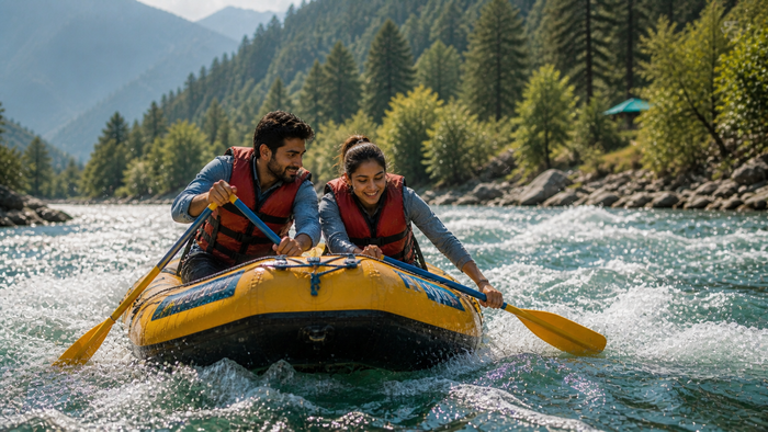 Romantic Himalayan Couples Boating Experience on the Beas River, Manali