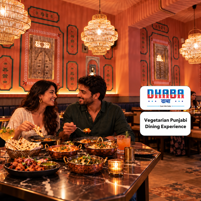Dhaba Estd 1986 Gurugram - Authentic Vegetarian Punjabi Dining Experience for Two