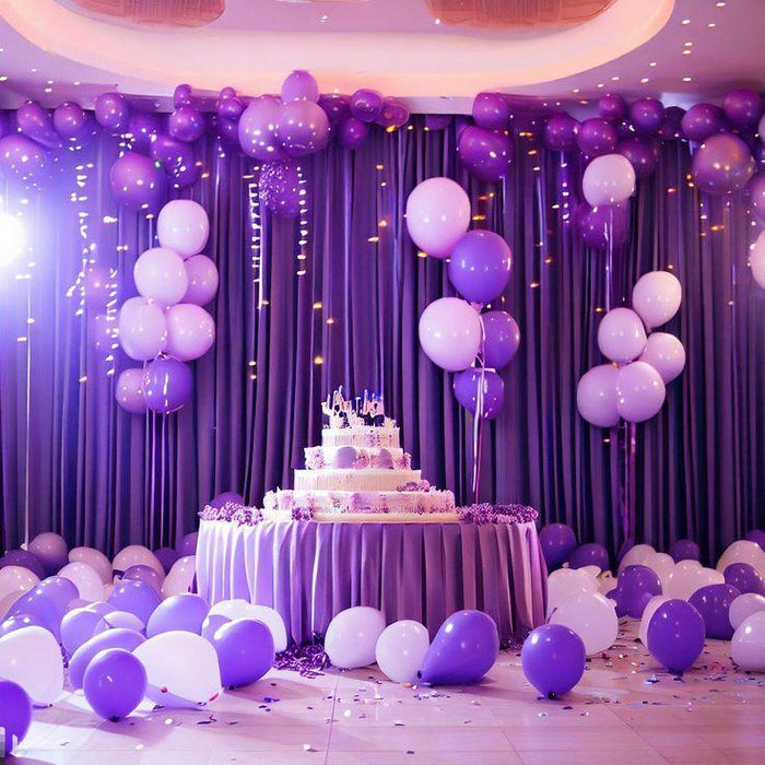 Lavender Theme Private Theatre Celebration with Fog Entry and Floor Balloons in Bengaluru