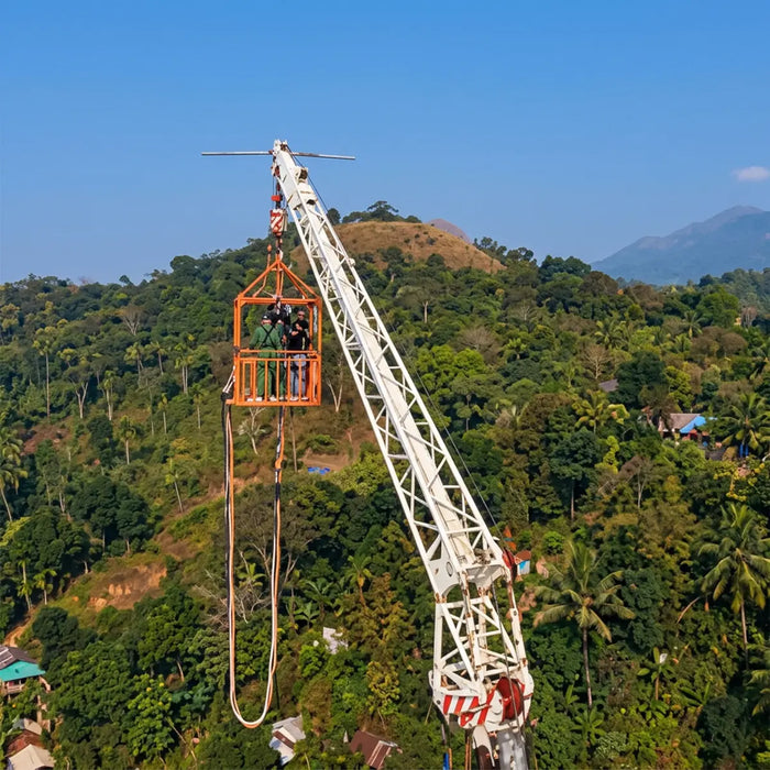 Extreme 70m Crane Bungee Jump in Wayanad Above Scenic Landscapes