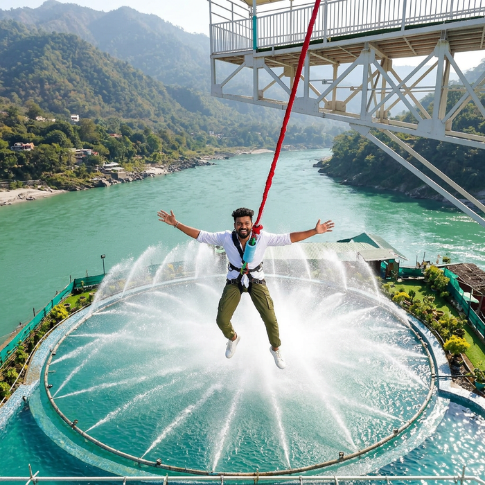Epic 109m Tandem Splash Bungee for Couples in Rishikesh with Free Video