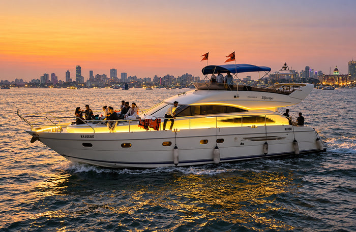 Luxurious Private Azimut 38 Yacht Cruising Experience on the Arabian Sea in Mumbai for Up to 12 People