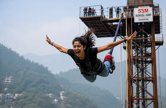 Rishikesh Thrill Combo: 55m Tower Bungee Jump & Reverse Bungee Experience
