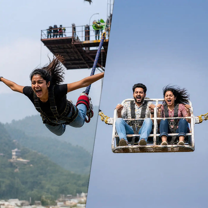 Rishikesh Thrill Combo: 55m Tower Bungee Jump & Reverse Bungee Experience