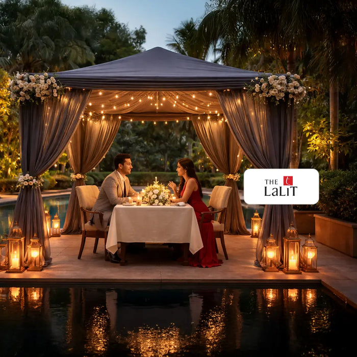 Elegant Multi-Cuisine Private Cabana Garden Candlelight Dinner Experience for Two at The Lalit Bangalore in Bengaluru
