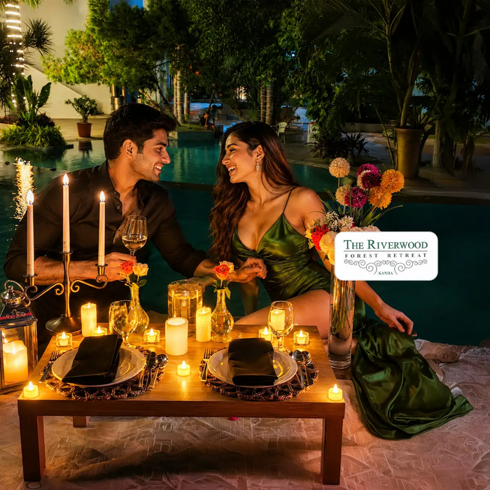 Romantic Candlelight Dinner by the Pool for Two at The Riverwood Forest Retreat - Pench