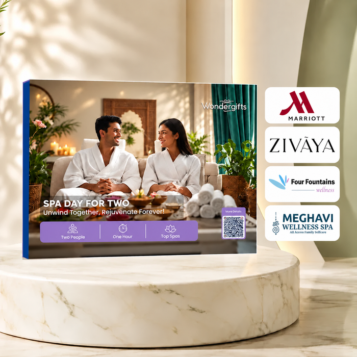 Spa Day for Two Gift Box: Rejuvenating Couples Massage at ZIVAYA, MEGHAVI, FOUR FOUNTAINS & Top Spas Across India
