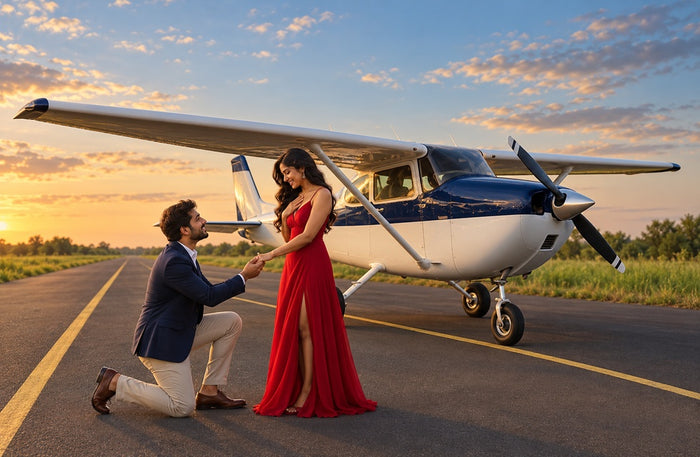 Romantic 30-Minute Private Cessna 172 Flight Experience Over Mumbai Skyline with Romantic Celebration Setup