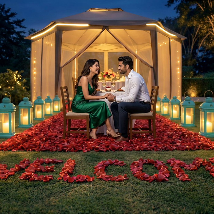 Romantic Rose Royale Garden Candle Light Dinner Experience for Two in Gurugram