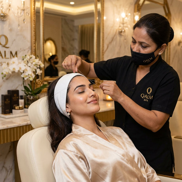 Smooth 15-Minute Solo Forehead Threading Experience at The Qalm Spa & Salon - Indore Marriott Hotel