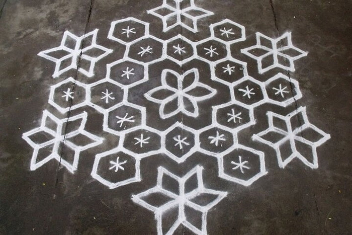 Curated 1-Hour Traditional Kolam Art class using Colored Flour with Guide