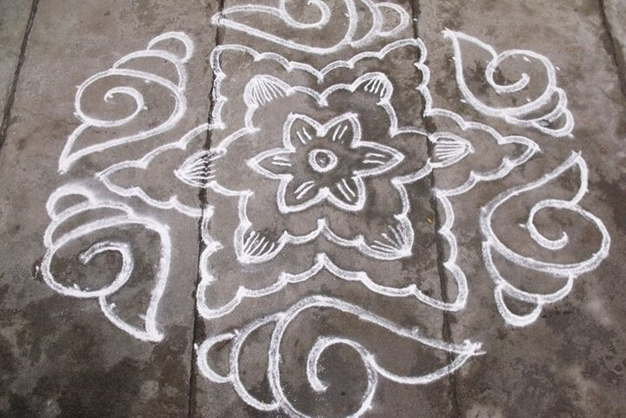 Curated 1-Hour Traditional Kolam Art class using Colored Flour with Guide