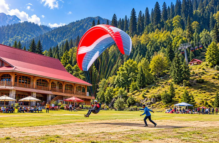Scenic Tandem Paragliding Flight with Ropeway Ride Over Solang Valley