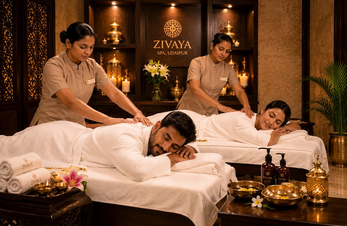 Spa Day for Two Gift Box: Rejuvenating Couples Massage at ZIVAYA, MEGHAVI, FOUR FOUNTAINS & Top Spas Across India
