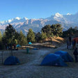 Night at the campsite, wake up to the view of Himalayas