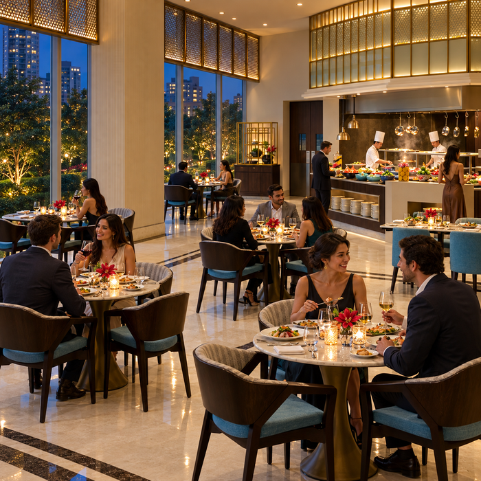 Dinner Buffet Experience for Two at Quattro, The Leela Bhartiya City Bengaluru