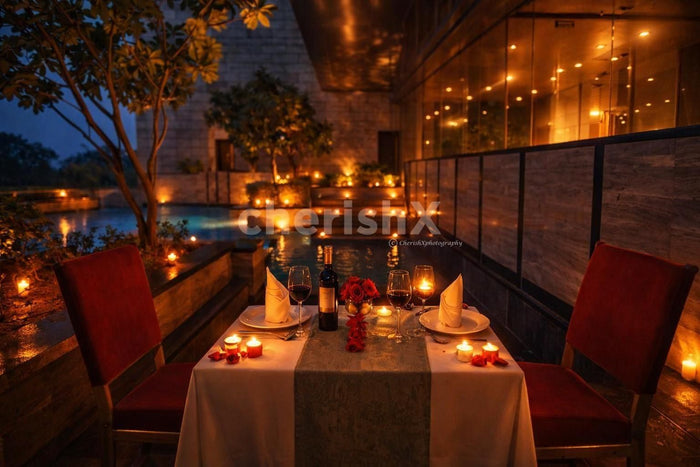 Poolside dining at Cafe Knosh,The Leela Ambience Convention Hotel, Delhi