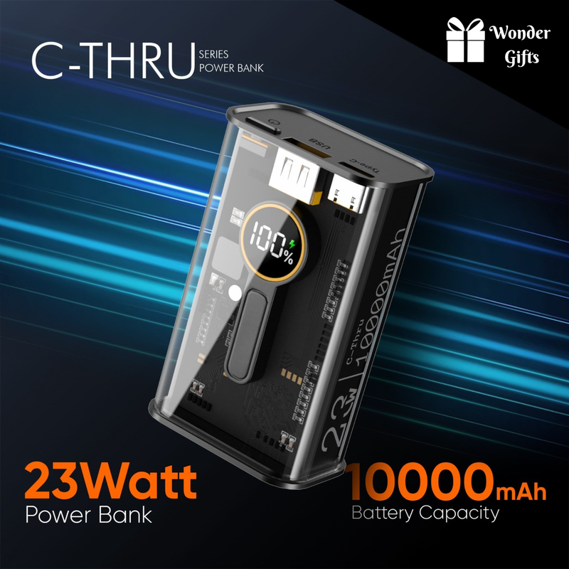 23W C-Thru Power Bank – Fast, Sleek, Transparent