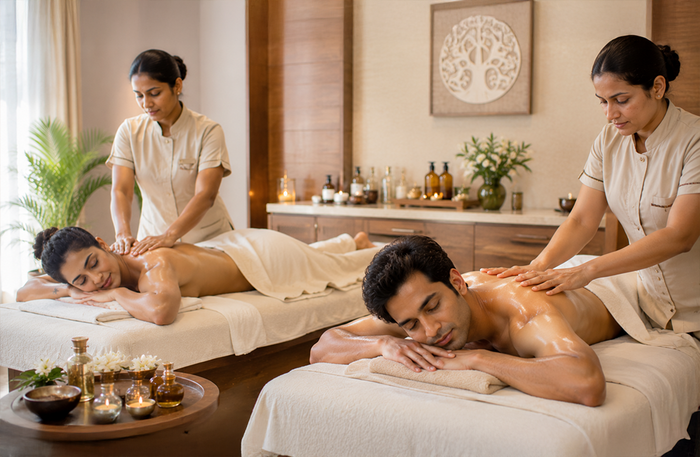 Relaxing One-Hour Couple Swedish Massage at Meghavi Wellness Spa - The Landmark Group - Faridabad