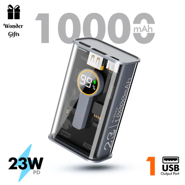 23W C-Thru Power Bank – Fast, Sleek, Transparent