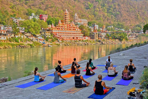 Yoga Session on the bank of river Ganges.