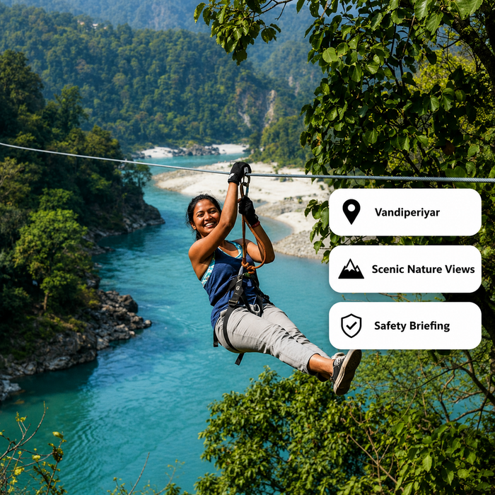 Thrilling Ziplining Adventure Above Vandiperiyar's Green Landscapes