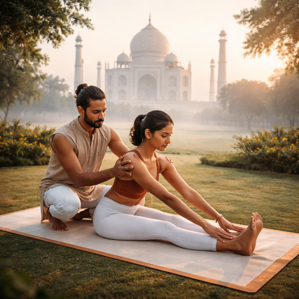 Curated Yoga Class with Taj Mahal Backdrop
