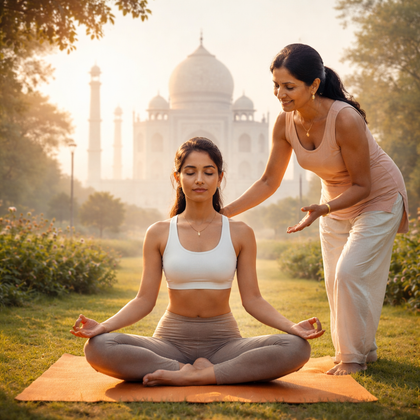 Panoramic One Hour Yoga Session with view of the beautiful Taj Mahal