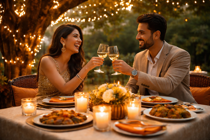 Romantic Instagram Photoshoot With Romantic Dinner Date - Candle-Lit dinner under tree