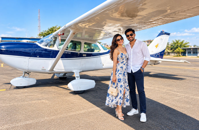 Breathtaking Private Cessna 172 Aerial Joyride Over Mumbai Cake, Bouquet and Banner