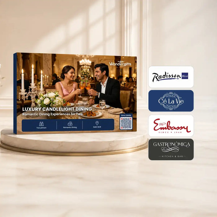 Candlelight Dining Gift Box for Two - Choose from Taj, Leela, Hyatt, Hilton & 1200+ Handpicked Restaurants Across India
