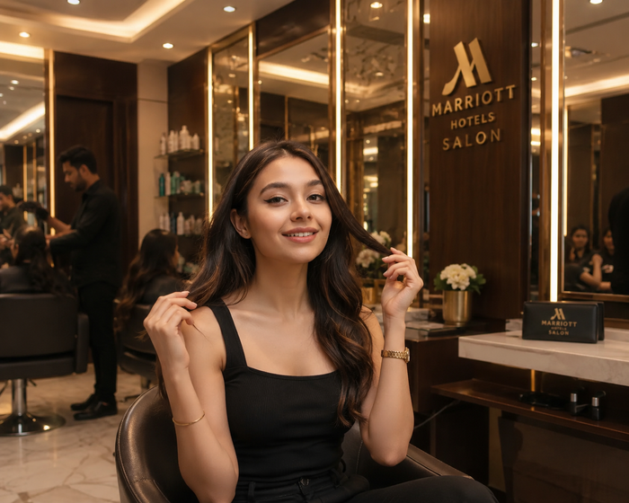 Elegant Long Length Hair Colour Experience at The Qalm Spa & Salon, Indore Marriott Hotel