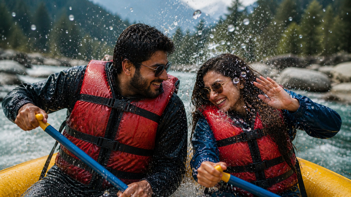 Romantic Himalayan Couples Boating Experience on the Beas River, Manali