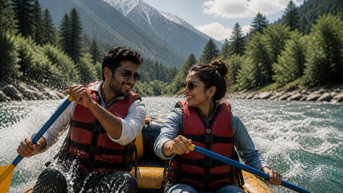 Romantic Himalayan Couples Boating Experience on the Beas River, Manali