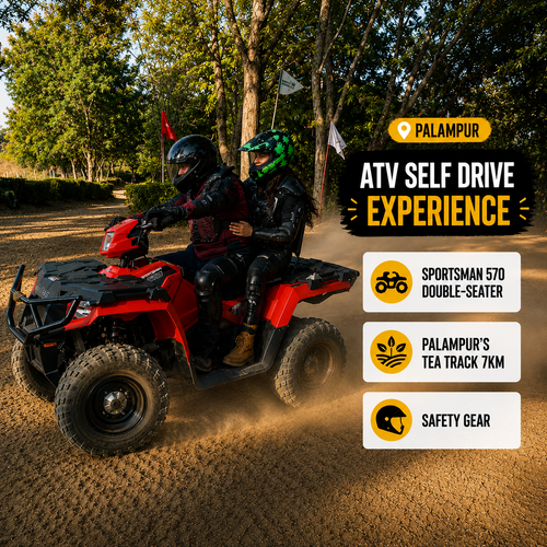 Adventure-Filled Sportsman 570 Double-Seater ATV Self Drive on Palampur's Tea Track