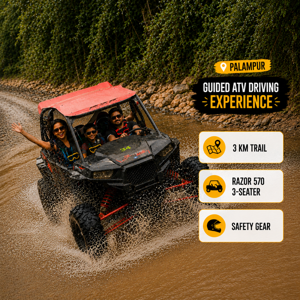 Adventure-Filled 3 KM Razor 570 3-Seater ATV Driving Experience on Palampur's Tea Track