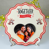 Table Top Round Wooden Photo Gift for Your Loved One | Personalized Desk Decor | WonderGifts.in