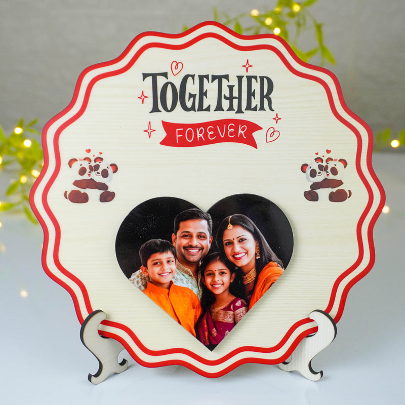 Table Top Round Wooden Photo Gift for Your Loved One | Personalized Desk Decor | WonderGifts.in