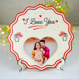 Table Top Round Wooden Photo Gift for Your Loved One | Personalized Desk Decor | WonderGifts.in