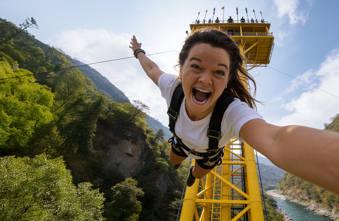 Epic 83m Tower Bungee & Flying Fox Combo in Rishikesh with Video & Cab Transfer